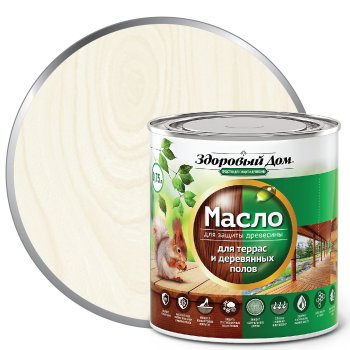 Масло Здоровый дом для террас, лестниц, полов белый 0,75 л